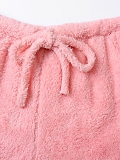 Dam Varm Present Pyjamas Uppsättningar Hem Fest Gata Alla hjärtans dag Polyester Plysh Enkel Mjukt Sport Strap Top Shorts Höst Långärmad Ärmlös