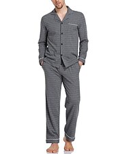 baratos Pijamas-Homens Loungewear Roupa de Dormir Conjunto de Pijama Top e calça de pijama 2 Peças Xadrez à moda Casual Conforto Casa Diário Algodão Poliéster Conforto Lapela Manga Longa Camisa Social Calça Com