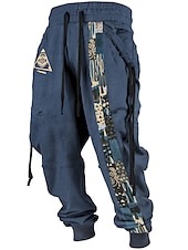 economico Pantaloni della tuta-Tribale Stampa Bandana Vintage Per uomo Stampa 3D Pantaloni della tuta Pantaloni Esterno Strada Casual / quotidiano Poliestere Nero Rosso Blu S M L Vita normale Elasticità Pantaloni