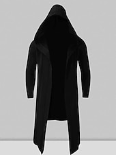 billiga Trenchcoat för män-Herr Trenchcoat Kappa med huva Utomhus Dagliga kläder Höst vinter Polyester Ytterkläder Kläder Mode Streetwear Slät Ficka Huva
