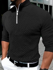 economico magliette di base-Per uomo Maglietta Maglia Mezza Zip Camicia a Maniche Lunghe Manica Lunga Zip a un quarto Primavera &amp; Autunno Semplice Moda Designer Essenziale Vacanza Streetwear Uscire Nero Bianco Arancione