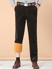 お買い得  スリム-男性用 スーツ フリースパンツ コーデュロイパンツ ズボン スーツパンツ ポケット 平織り 履き心地よい 高通気性 アウトドア 日常 お出かけ ファッション カジュアル ブラック ワイン