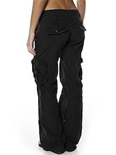 preiswerte Cargohose für Damen-Damen Cargo-Hosen Weites Bein Hosen Hose Aktiv Streetwear Lässig Volle Länge Mittlere Taille Einfach Reißverschluss Tasche Mehrere Taschen Atmungsaktivität Bequem Mikroelastisch Outdoor Straße
