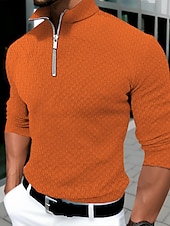 economico magliette di base-Per uomo Maglietta Maglia Mezza Zip Camicia a Maniche Lunghe Manica Lunga Zip a un quarto Primavera &amp; Autunno Semplice Moda Designer Essenziale Vacanza Streetwear Uscire Nero Bianco Arancione