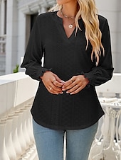 abordables Sweatshirts et Hoodies Texturés-Chemise Chemisier Femme Noir Blanche Rose Claire Couleur unie Ouvert du quotidien Mode Col de Chemise Standard S