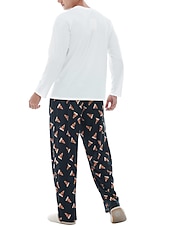baratos Pijamas-Homens Loungewear Roupa de Dormir Conjunto de Pijama Top e calça de pijama 2 Peças Estampas Abstratas à moda Casual Conforto Casa Diário Misto de Algodão Conforto Gola Redonda Manga Longa Camiseta