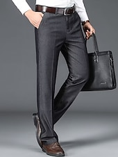 abordables Delgado-Hombre pantalones de traje Pantalones pantalones Pantalones de traje Bolsillo Plano Comodidad Transpirable Boda Exterior Diario Moda Casual Negro Caqui