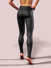 お買い得  レディース スキニーパンツ-女性用 レギンス 心地よいレギンス ファッション ストリートファッション 足首丈 ハイウエスト 純色 ハイカット 履き心地よい 通気性 ソフト マイクロエラスティック バケーション パーティー ストリート 黒の光沢のある革 ブラック ゴールド 秋 冬