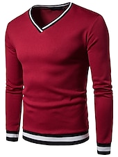 economico maglione pullover da uomo-Per uomo Felpa Pullover Maglione Maglione A coste Maglia Standard Taglio attillato Lavorato a maglia Banda A V Contemporaneo moderno Ufficio Da tutti i giorni Abbigliamento Autunno inverno Nero Bianco