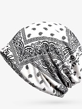 cheap Beanie Hat-Unisex Beanie Hat Knit Beanie Black White Polyester Print Travel Outdoor Vacation Pattern Windproof Warm