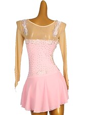 preiswerte Eiskunstlaufkleider-Eiskunstlaufkleid Damen Mädchen Eislaufen Kleider Austattungen Hellgelb Yan-pink  Violett Blume Gitter Spandex Spitze Hochelastisch Ausbildung Wettbewerb Eiskunstlaufkleidung Blume Dummes Licht