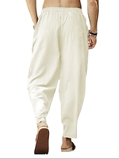 voordelige Klassiek-Voor heren Linnen broek Zomerbroek Zak Trekkoord Effen Casual Dagelijks Yoga Katoenmix Basic Klassiek Zwart Wit