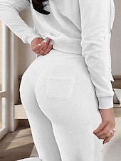 cheap Women&#039;s Sleepwear-Women&#039;s Pajamas Sets 3 Pieces Pure Color Warm Fashion Plush Home Daily Bed Flannel Warm Breathable Hoodie Long Sleeve Hoodie Pant Fall Winter Home Outfits