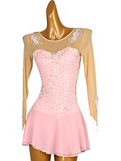 preiswerte Eiskunstlaufkleider-Eiskunstlaufkleid Damen Mädchen Eislaufen Kleider Austattungen Hellgelb Yan-pink  Violett Blume Gitter Spandex Spitze Hochelastisch Ausbildung Wettbewerb Eiskunstlaufkleidung Blume Dummes Licht
