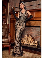 abordables Robes-Rétro Vintage Années Folles Années 1920 Robe Charleston Robe Robe de Fête de Noël Gatsby le Magnifique Invité au mariage Paillettes Femmes Carnaval Mascarade Mariage robe demoiselle d honneur Fête