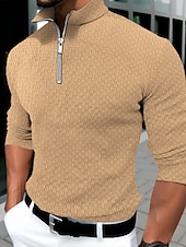economico magliette di base-Per uomo Maglietta Maglia Mezza Zip Camicia a Maniche Lunghe Manica Lunga Zip a un quarto Primavera &amp; Autunno Semplice Moda Designer Essenziale Vacanza Streetwear Uscire Nero Bianco Arancione