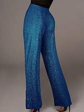 cheap Party women&#039;s Pants-Women&#039;s Wide Leg Pants Trousers Fashion Streetwear Sparkle Full Length High Waist Solid Color Sequins Comfort Breathability Soft Micro-elastic Vacation Party Street Black Golden Pink Blue Fall Winter