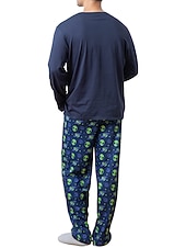 baratos Pijamas-Homens Loungewear Roupa de Dormir Conjunto de Pijama Top e calça de pijama 2 Peças Estampas Abstratas à moda Casual Conforto Casa Diário Misto de Algodão Conforto Gola Redonda Manga Longa Camiseta