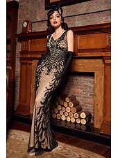 abordables Robes-Rétro Vintage Années Folles Années 1920 Robe Charleston Robe Robe de Fête de Noël Gatsby le Magnifique Invité au mariage Paillettes Femmes Carnaval Mascarade Mariage robe demoiselle d honneur Fête