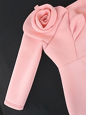 cheap Plus Size Collection-Women&#039;s Plus Size Curve Party Dress Bodycon Sheath Dress Plain Midi Dress Long Sleeve Split Off Shoulder Fashion Party Pink Fall Winter XL XXL 3XL 4XL