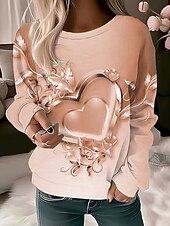 abordables Tienda Gráfica Sudaderas &amp; Sudores-Sudadera de mujer con estampado gráfico, informal, deportiva, activa, neón&amp;amp;Top de manga larga con cuello redondo brillante y caída microelástica&amp;amp;Tejido suave, transpirable y cómodo para el