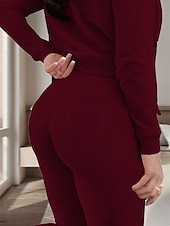cheap Women&#039;s Sleepwear-Women&#039;s Pajamas Sets 3 Pieces Pure Color Warm Fashion Plush Home Daily Bed Flannel Warm Breathable Hoodie Long Sleeve Hoodie Pant Fall Winter Home Outfits