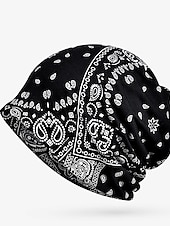 cheap Beanie Hat-Unisex Beanie Hat Knit Beanie Black White Polyester Print Travel Outdoor Vacation Pattern Windproof Warm