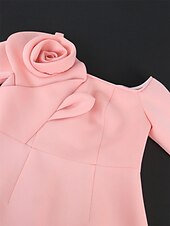 cheap Plus Size Collection-Women&#039;s Plus Size Curve Party Dress Bodycon Sheath Dress Plain Midi Dress Long Sleeve Split Off Shoulder Fashion Party Pink Fall Winter XL XXL 3XL 4XL