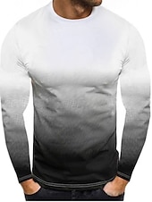 preiswerte Basic-T-Shirts-Herren T Shirt T-Shirt Langarmshirt Langarm Rundhalsausschnitt Frühling &amp; Herbst Farbblock Mode Designer Basic Urlaub Straße Ausgehen Schwarz Weiß Rote Top T-Shirt für Herren