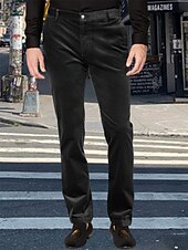 Men's Dress Pants Trousers Suit Pants Velvet Pants Pocket Plain Comfort Breathable Outdoor Daily Going out Fashion Casual Black4