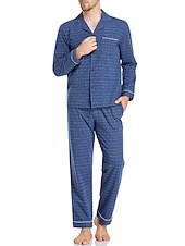 baratos Pijamas-Homens Loungewear Roupa de Dormir Conjunto de Pijama Top e calça de pijama 2 Peças Xadrez à moda Casual Conforto Casa Diário Algodão Poliéster Conforto Lapela Manga Longa Camisa Social Calça Com