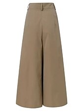 abordables pierna ancha y cintura alta-Vestido de pierna ancha para mujer, pantalones de trabajo, parte inferior acampanada, longitud completa, moda, ropa de calle, diario, negro, caqui, s m, otoño invierno