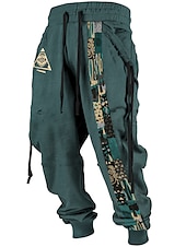 economico Pantaloni della tuta-Tribale Stampa Bandana Vintage Per uomo Stampa 3D Pantaloni della tuta Pantaloni Esterno Strada Casual / quotidiano Poliestere Nero Rosso Blu S M L Vita normale Elasticità Pantaloni