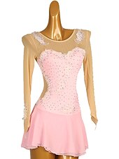 preiswerte Eiskunstlaufkleider-Eiskunstlaufkleid Damen Mädchen Eislaufen Kleider Austattungen Hellgelb Yan-pink  Violett Blume Gitter Spandex Spitze Hochelastisch Ausbildung Wettbewerb Eiskunstlaufkleidung Blume Dummes Licht