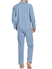 baratos Pijamas-Homens Loungewear Roupa de Dormir Conjunto de Pijama Top e calça de pijama 2 Peças Xadrez à moda Casual Conforto Casa Diário Algodão Poliéster Conforto Lapela Manga Longa Camisa Social Calça Com