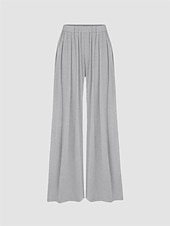 preiswerte weites Bein und hohe Taille-Damen-Kleiderhose mit weitem Bein, lange Hose, Modaltasche, mikroelastisch, hohe Taille, Mode, Streetwear, Straße, Alltag, Weiß/Schwarz, Schwarz, S, M, Herbst, Winter
