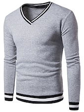 economico maglione pullover da uomo-Per uomo Felpa Pullover Maglione Maglione A coste Maglia Standard Taglio attillato Lavorato a maglia Banda A V Contemporaneo moderno Ufficio Da tutti i giorni Abbigliamento Autunno inverno Nero Bianco