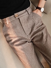 voordelige dames geklede broek-dames geklede broek visgraat broek fleece flanel cropped broek enkellange mode streetwear kantoor werk zwart askleurig s m herfst winter
