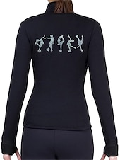 cheap Figure Skating Jackets &amp; Vests-Figure Skating Fleece Jacket Women&#039;s Girls&#039; Ice Skating Jacket Top White Yellow Pink Thumbhole Stretchy Training Competition Skating Wear Thermal Warm Crystal / Rhinestone Long Sleeve Ice Skating