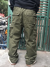 economico Pantaloni cargo-Per uomo Pantaloni cargo Pantaloni militari Tasche Liscio Comfort Traspirante Esterno Giornaliero Per uscire Informale Grande e alto Nero Verde