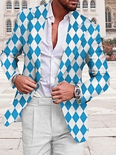 abordables Blazers Imprimés pour Hommes-Homme Argyle manche longue Col Rabattu Affaires Travail Tenue de travail Sortir Boutons Imprimé