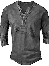 Χαμηλού Κόστους Casual Tee Henley-Ανδρικά Μπλουζάκι με κουμπί Μπλουζάκι Πουκάμισο Henley Μπλουζάκι μπλουζάκι Μακρυμάνικο Χένλι Άνοιξη &amp; Χειμώνας Σκέτο Μοντέρνα Υψηλής Ποιότητας Βασικό Διακοπές Δρόμος Εξόδου