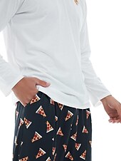 baratos Pijamas-Homens Loungewear Roupa de Dormir Conjunto de Pijama Top e calça de pijama 2 Peças Estampas Abstratas à moda Casual Conforto Casa Diário Misto de Algodão Conforto Gola Redonda Manga Longa Camiseta