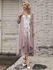 preiswerte Kleidersets-Damen Casual kleid Kleid-Set Zweiteiliges Kleid kleid lang Purpur Braun Grün Halbe Ärmel Blume Bedruckt Sommer Frühling V Ausschnitt Modisch Urlaub 2023 S M L XL XXL 3XL