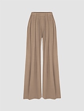 preiswerte weites Bein und hohe Taille-Damen-Kleiderhose mit weitem Bein, lange Hose, Modaltasche, mikroelastisch, hohe Taille, Mode, Streetwear, Straße, Alltag, Weiß/Schwarz, Schwarz, S, M, Herbst, Winter