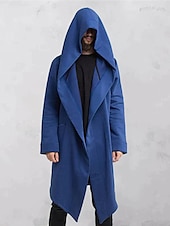 billiga Trenchcoat för män-Herr Trenchcoat Kappa med huva Utomhus Dagliga kläder Höst vinter Polyester Ytterkläder Kläder Mode Streetwear Slät Ficka Huva