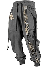 economico Pantaloni della tuta-Tribale Stampa Bandana Vintage Per uomo Stampa 3D Pantaloni della tuta Pantaloni Esterno Strada Casual / quotidiano Poliestere Nero Rosso Blu S M L Vita normale Elasticità Pantaloni