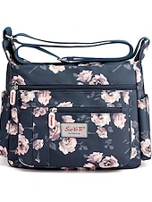 preiswerte Umhängetaschen-Umhängetasche für Damen mit Blumendruck – leichte, wasserabweisende Schultertasche mit mehreren Taschen für den täglichen Gebrauch