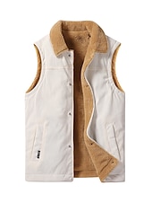 abordables Gilets-Homme Gilet Extérieur Usage quotidien Vacances Sortie Mode basique Automne hiver Zippé Poche Polyester Chaud Plein fermeture Éclair Col rabattu Standard Noir Blanche Jaune Vert Véronèse Gilet