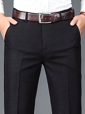 abordables Delgado-Hombre pantalones de traje Pantalones pantalones Pantalones de traje Bolsillo Plano Comodidad Transpirable Boda Exterior Diario Moda Casual Negro Caqui